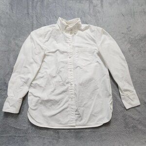 J.Crew Women's Size 2 White Cotton Button-Up Shirt Long Sleeve Classic Pocket
